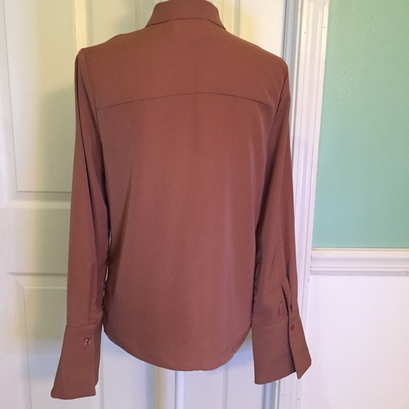 J.O.A. Blouse With Choker Collar Brown Small - Picture 4 of 5